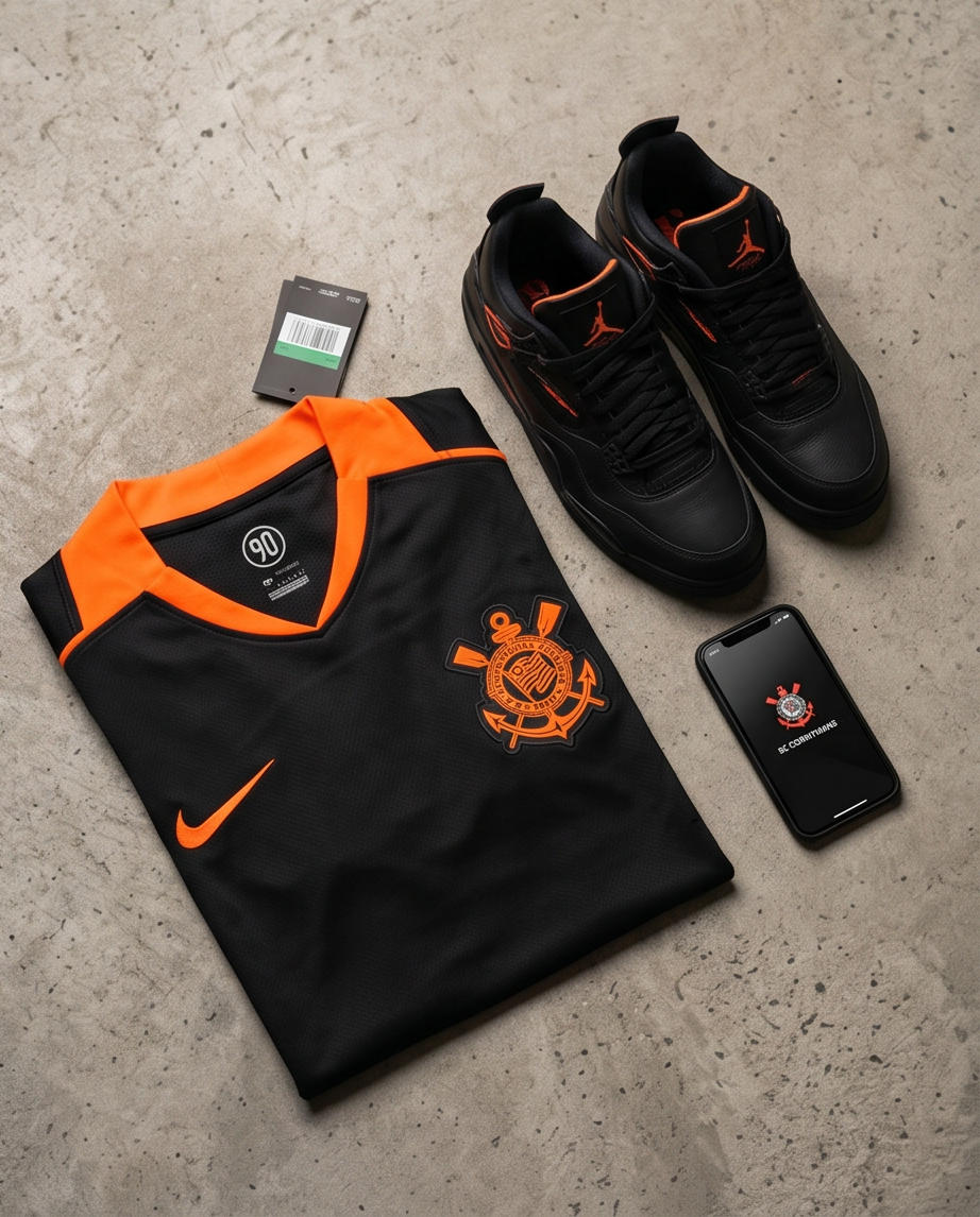 Camisa Corinthians III 2024/25 Masculina – Preta e Laranja